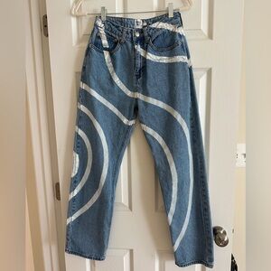 Princess Polly Blue Denim Jeans with White Paint Detail